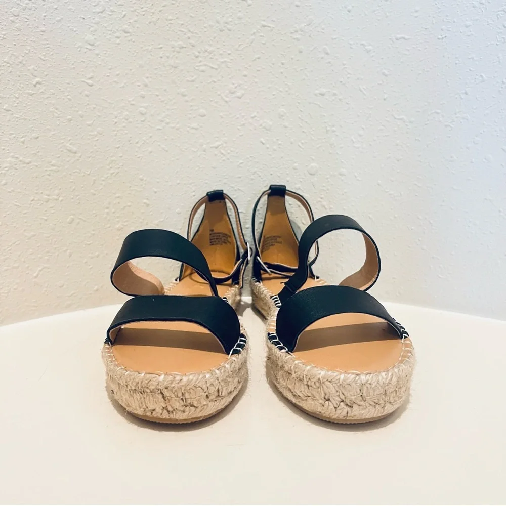 Splendid Women’s Morgan Black Leather Platform Espadrille Sandals Sz 7 NWT